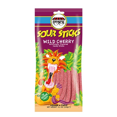 PASKESZ SOUR STICKS WILD CHERRY 100G X 24