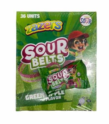 Zazers Sour Belts Green Apple Flv .9oz (25gr)