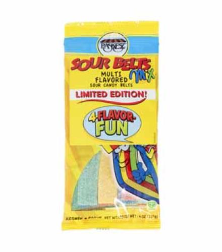 Paskesz  4-Flavor-Fun Vegan Multi Flavored Mix Sour Belts 4 Oz