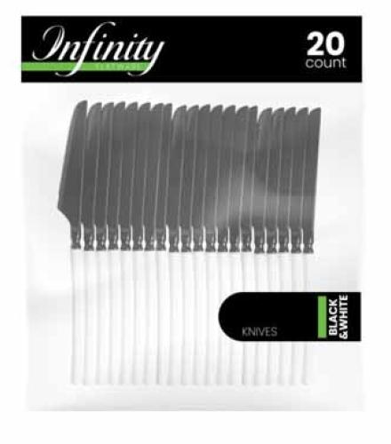 Infinity Flatware Black/White Dinner knives (20 Count)