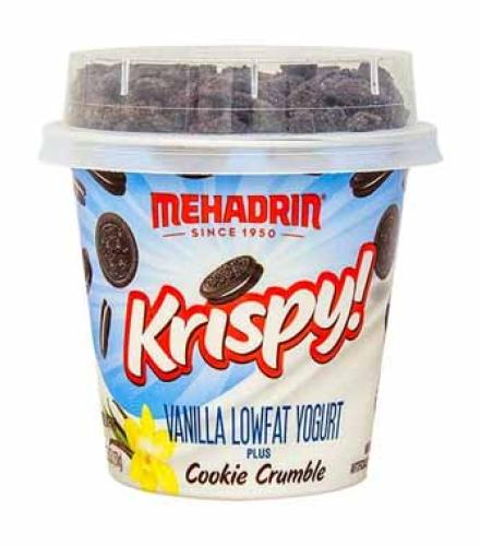 Mehadrin Krispy Lowfat Vanilla Yogurt With Cookie Crumble, 5.3 Oz