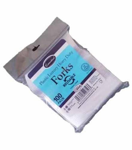 Essential Plastic Luxury Heavy Duty Forks Colour Clear 100 pack