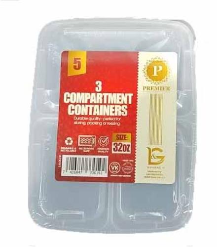  Premier 3-compartment food container 32oz