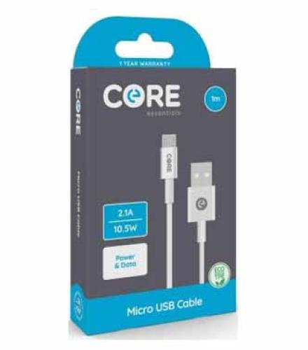 Core Micro USB Cable 2m TPE White 2.1A/10.5W