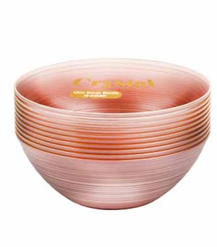 BOWEL - Crystal Design Bowls 12oz Rose Transparent with Gold Rim (10 Count) K/P