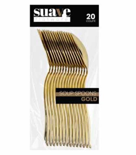 SPOONS - Suave Flatware Gold Soup Spoons (20 Count) K/P