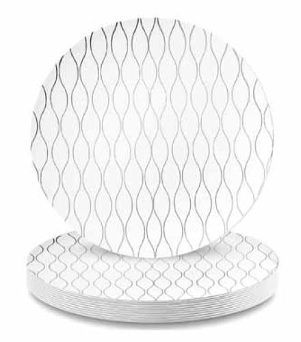 PLATES - DECOR WHISK COLLECTION SALAD PLATES  WHISK WHITE SILVER 7INCH X10 K/P