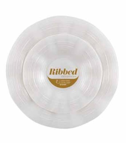 PLATES - Ribbed Combo Pearl 7″ & 10″ Plates (24 Count) K/P