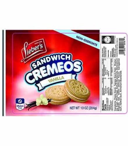 COOKIES -Lieber's Sandwich Cremeos Vanilla 10 oz  284G K/P 