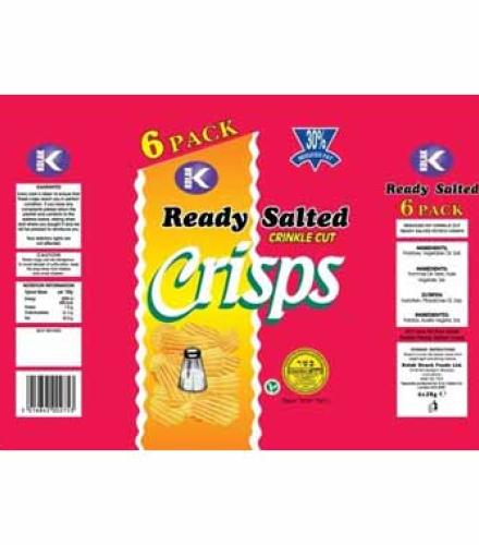 SNACKS - Kolak 6 Pack Low Fat Crisps 6 x 28 Gram K/P