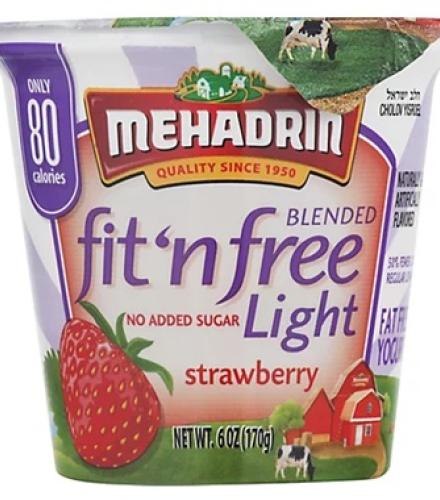 YOGURT - Mehadrin, Fit'n Free Light Strawberry Yogurt 6 Oz K/P