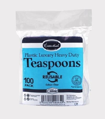Essential CLEAR TEASPOONS 100 pack