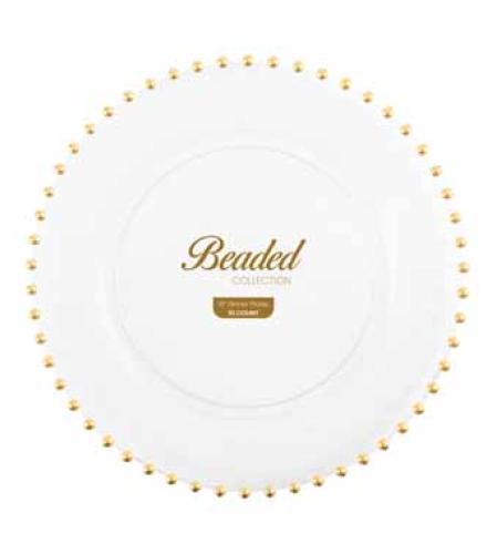 Beaded Collection Clear/Gold 10″ Plates (10 Count)