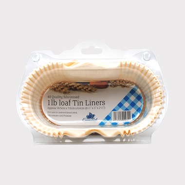 Essential Housewares FP1LOAF Pack of 40 Greaseproof 1lb Loaf Tin Liners, Silicon