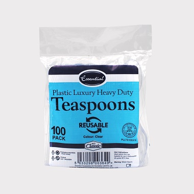 Essential CLEAR TEASPOONS 100 pack