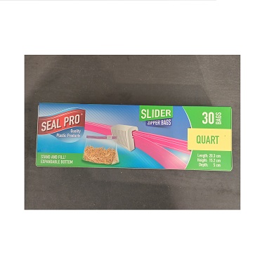 Slider Zip-Lock Quart Bags ‘Seal Pro’ 24/30’s
