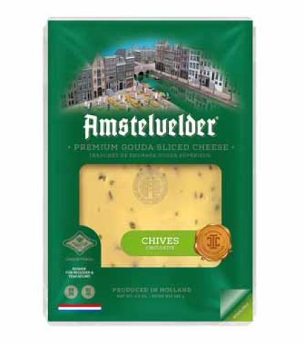 Cheese  - Amstelvelder Gouda Sliced Cheese Chives 125g K/P - clone