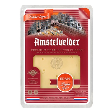 Cheese - Amstelvelder Premium Edam Sliced Cheese Light - natural ripened cheese produced in the Netherlansd