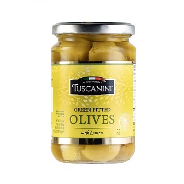 TUSCANINT GREEN PITTED OLIVES W/LEMON