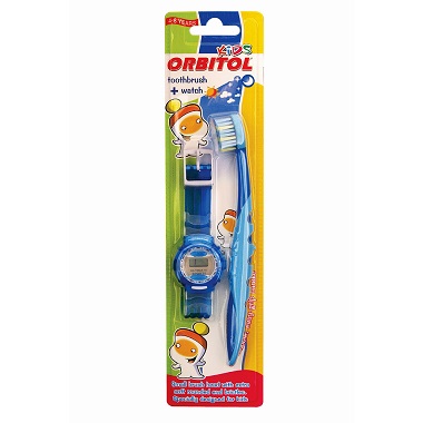 Children's toothbrush for ages 4-8 + Orbitol watch unit