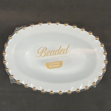 BEADED WHT/GLD 7OZ OVAL BOWLS