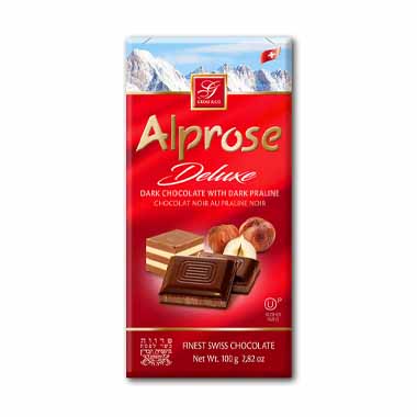 Chocolate - Gross & Co Alprose Deluxe Dark Chocolate bar with dark praline filling100g (3.5 Oz) K/P