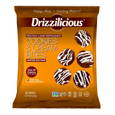 Drizzilicious Cookies & Cream Bites Mini Rice Cakes 0.74 oz (21g)